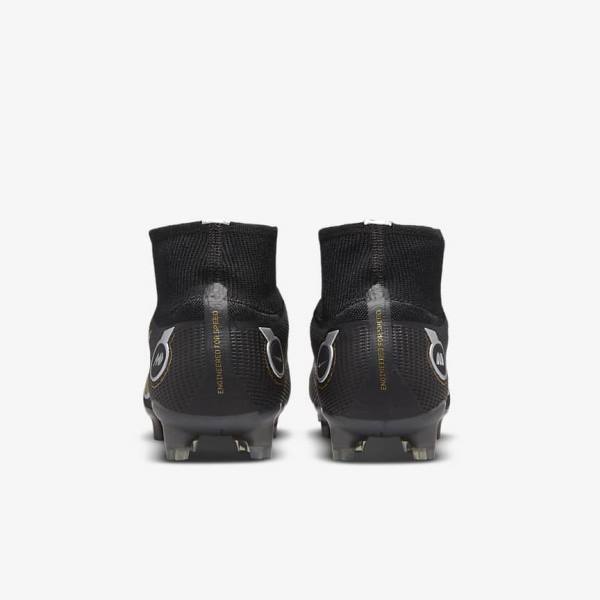 Black / Metal Silver / Grey / Metal Gold Women's Nike Mercurial Superfly 8 Elite FG Firm-Grounds Football Shoes | NK520VZH