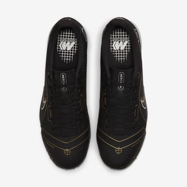 Black / Metal Silver / Grey / Metal Gold Women's Nike Mercurial Vapor 14 Academy TF Turf Football Shoes | NK530XDW