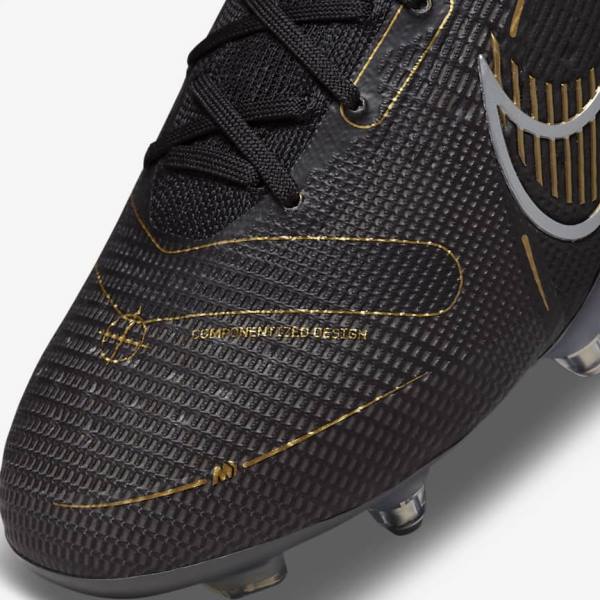 Black / Metal Silver / Grey / Metal Gold Women's Nike Mercurial Vapor 14 Elite SG-PRO Anti-Clog Traction Soft-Grounds Football Shoes | NK672LPJ