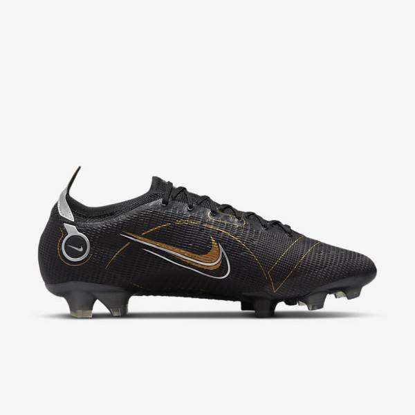 Black / Metal Silver / Grey / Metal Gold Women's Nike Mercurial Vapor 14 Elite FG Firm-Grounds Football Shoes | NK701JQV