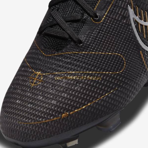 Black / Metal Silver / Grey / Metal Gold Women's Nike Mercurial Vapor 14 Elite FG Firm-Grounds Football Shoes | NK701JQV