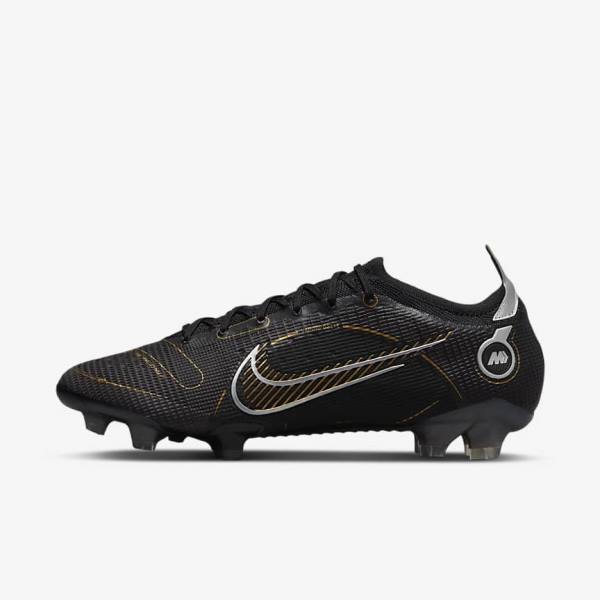 Black / Metal Silver / Grey / Metal Gold Women\'s Nike Mercurial Vapor 14 Elite FG Firm-Grounds Football Shoes | NK701JQV