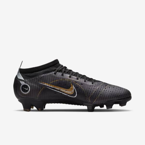 Black / Metal Silver / Grey / Metal Gold Women's Nike Mercurial Vapor 14 Pro FG Firm-Ground Football Shoes | NK849TBC