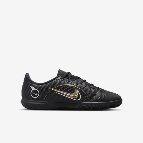 Black / Metal Silver / Grey / Metal Gold Kids' Nike Jr. Mercurial Vapor 14 Academy IC Older Indoor Court Football Shoes | NK981LCH