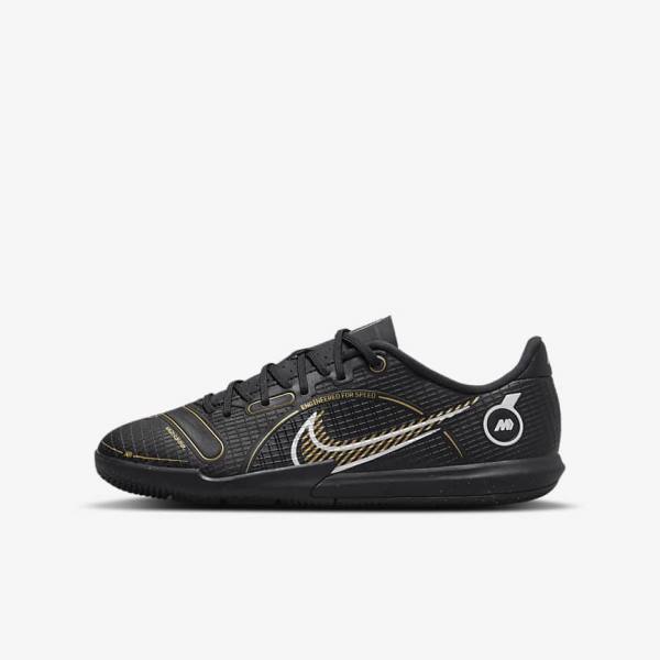 Black / Metal Silver / Grey / Metal Gold Kids\' Nike Jr. Mercurial Vapor 14 Academy IC Older Indoor Court Football Shoes | NK981LCH