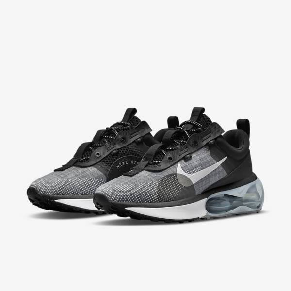 Black / Metal Silver / Grey / White Women's Nike Air Max 2021 Sneakers | NK780QMN