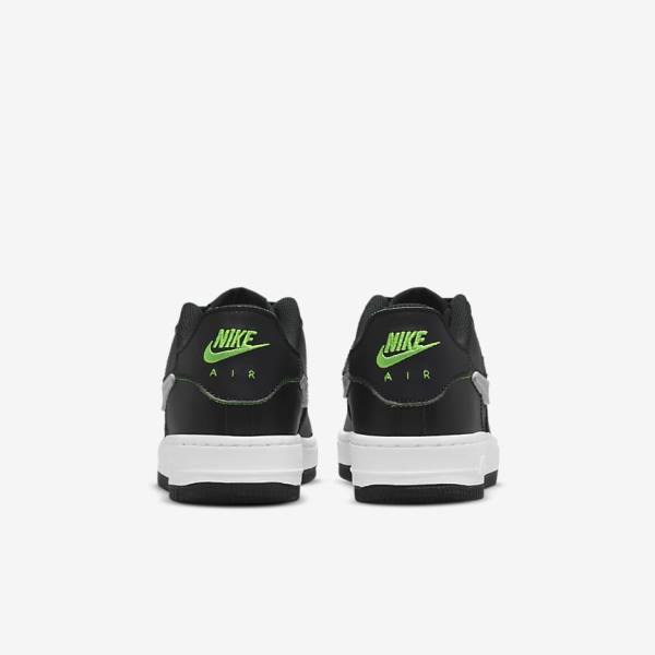 Black / Metal Silver Kids' Nike Air Force 1-1 Older Sneakers | NK690PHN