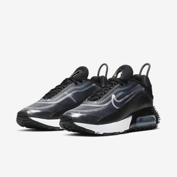 Black / Metal Silver / White Women's Nike Air Max 2090 Sneakers | NK425CIB