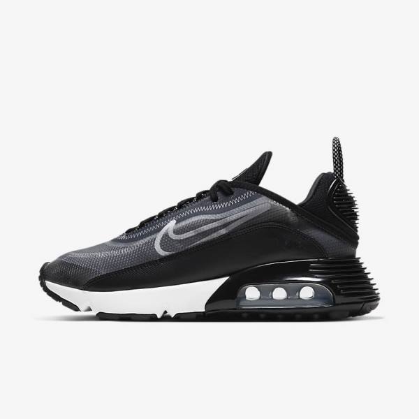 Black / Metal Silver / White Women\'s Nike Air Max 2090 Sneakers | NK425CIB