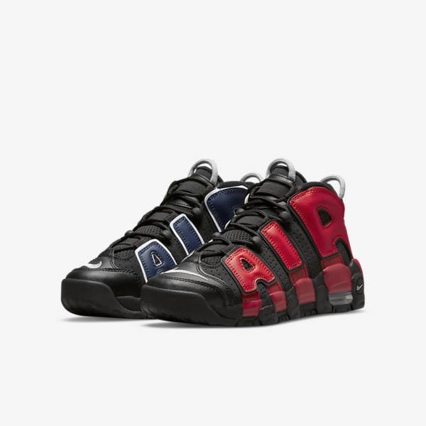 Black / Navy / White / Red Kids' Nike Air More Uptempo Older Sneakers | NK289KTA