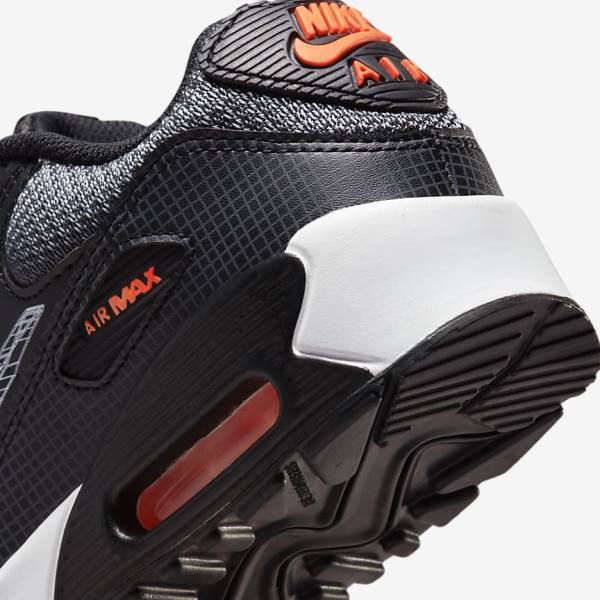 Black / Orange / Grey / White Kids' Nike Air Max 90 Older Sneakers | NK825LVA