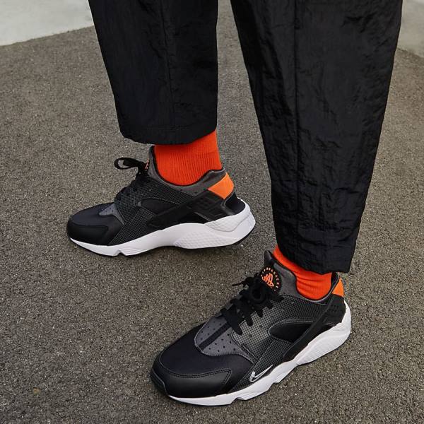 Black / Orange / Grey / White Men's Nike Air Huarache Sneakers | NK604WID