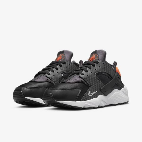 Black / Orange / Grey / White Men's Nike Air Huarache Sneakers | NK604WID