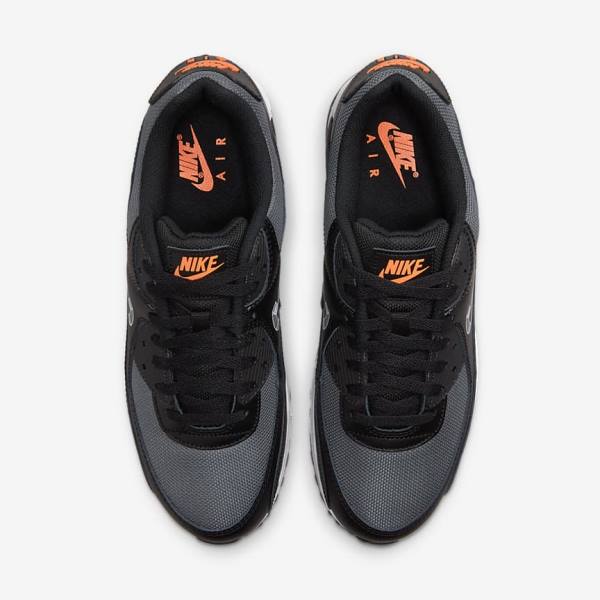 Black / Orange / Grey / White Men's Nike Air Max 90 Sneakers | NK690OIR