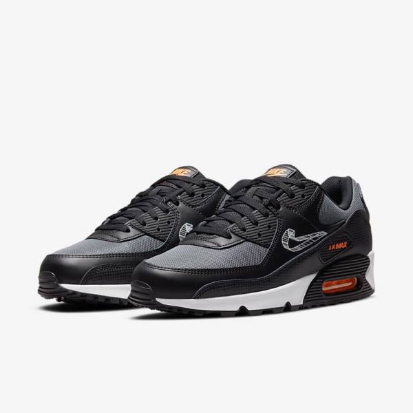 Black / Orange / Grey / White Men's Nike Air Max 90 Sneakers | NK690OIR