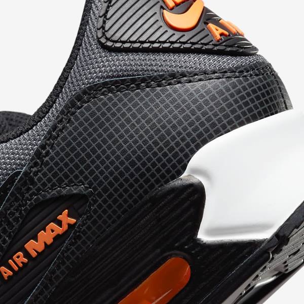 Black / Orange / Grey / White Men's Nike Air Max 90 Sneakers | NK690OIR