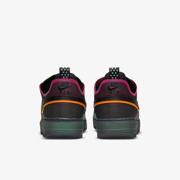 Black / Orange / Pink / Black Men's Nike Air Force 1 React Sneakers | NK234NLK