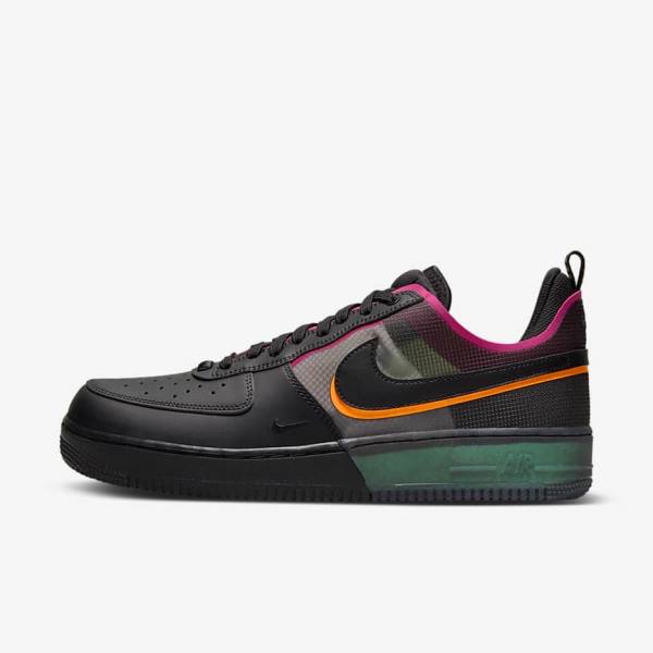 Black / Orange / Pink / Black Men\'s Nike Air Force 1 React Sneakers | NK234NLK