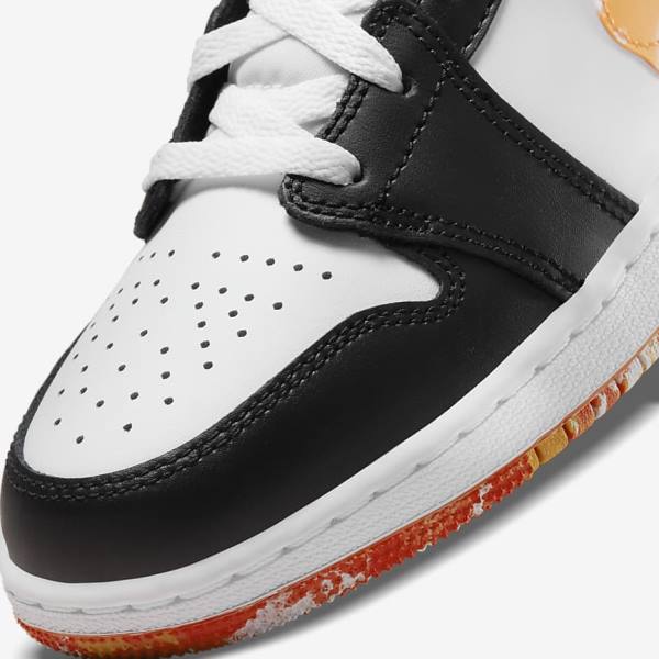 Black / Orange / White Kids' Nike Air Jordan 1 Mid SE Older Jordan Shoes | NK762YFV