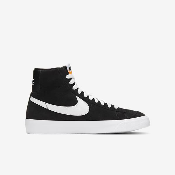 Black / Orange / White Kids' Nike Blazer Mid 77 Suede Older Sneakers | NK721AKF