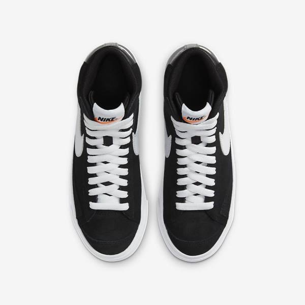 Black / Orange / White Kids' Nike Blazer Mid 77 Suede Older Sneakers | NK721AKF