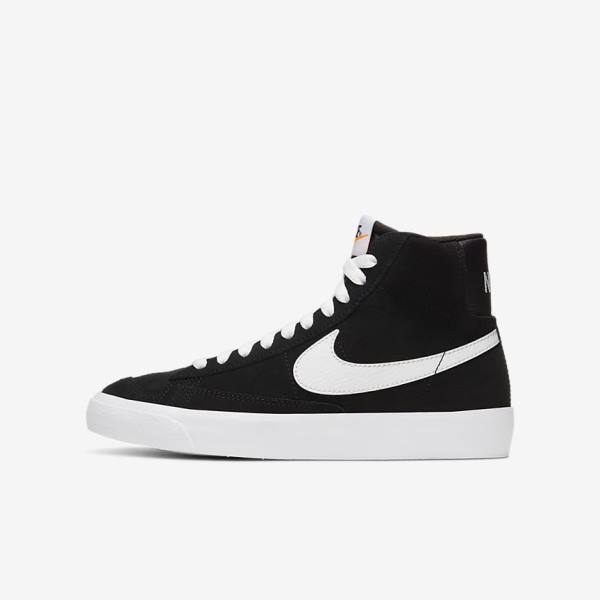 Black / Orange / White Kids\' Nike Blazer Mid 77 Suede Older Sneakers | NK721AKF