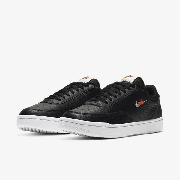 Black / Orange / White Women's Nike Court Vintage Premium Sneakers | NK398TZL