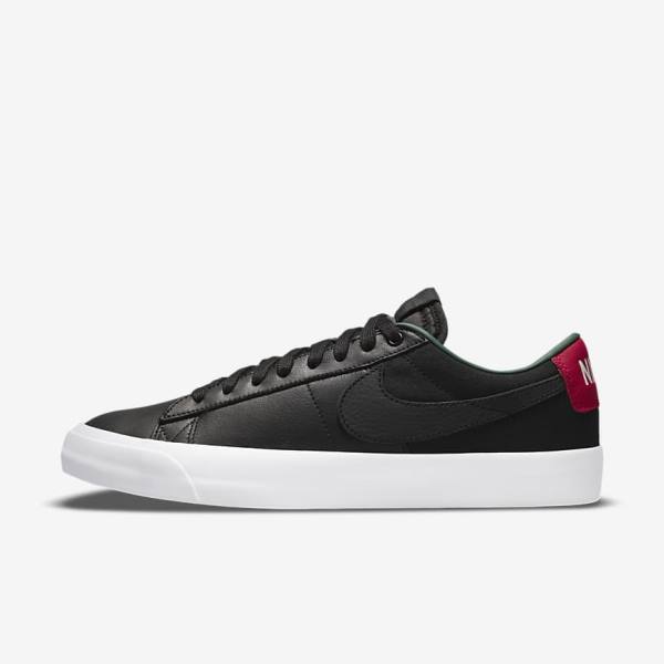 Black / Red / Black Women\'s Nike SB Zoom Blazer Low Pro GT Premium Sneakers | NK653BLY