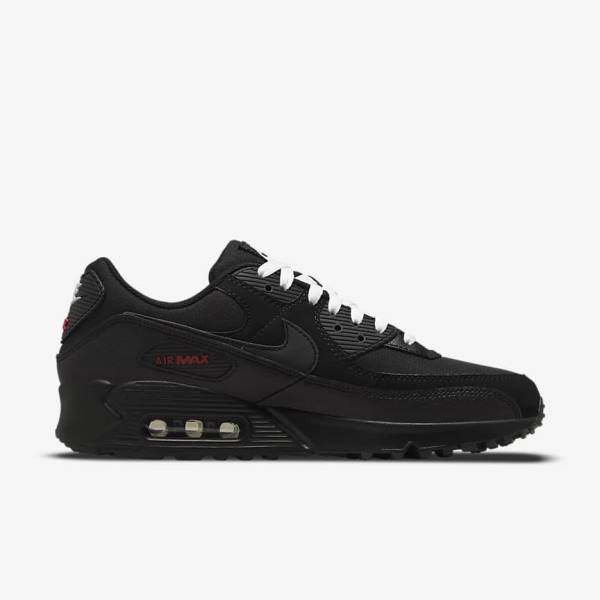 Black / Red / White Men's Nike Air Max 90 Sneakers | NK965BPG