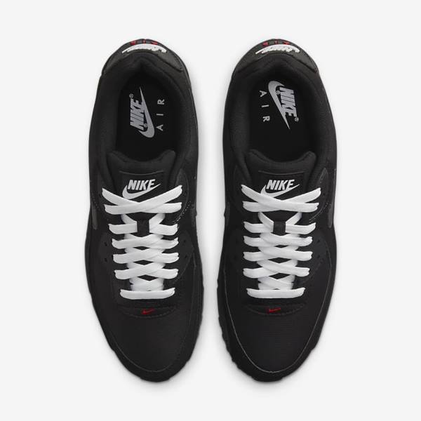 Black / Red / White Men's Nike Air Max 90 Sneakers | NK965BPG