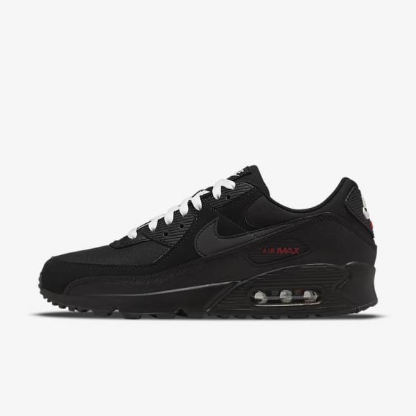 Black / Red / White Men\'s Nike Air Max 90 Sneakers | NK965BPG