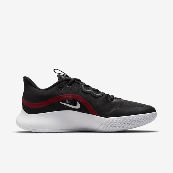 Black / Red / White Men's Nike NikeCourt Air Max Volley Hard Court Tennis Shoes | NK689JBS