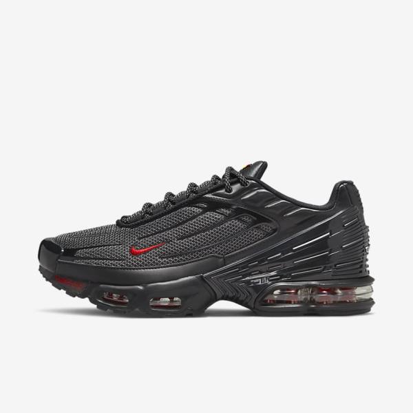 Black / Silver / Red Men\'s Nike Air Max Plus 3 Sneakers | NK572YJM