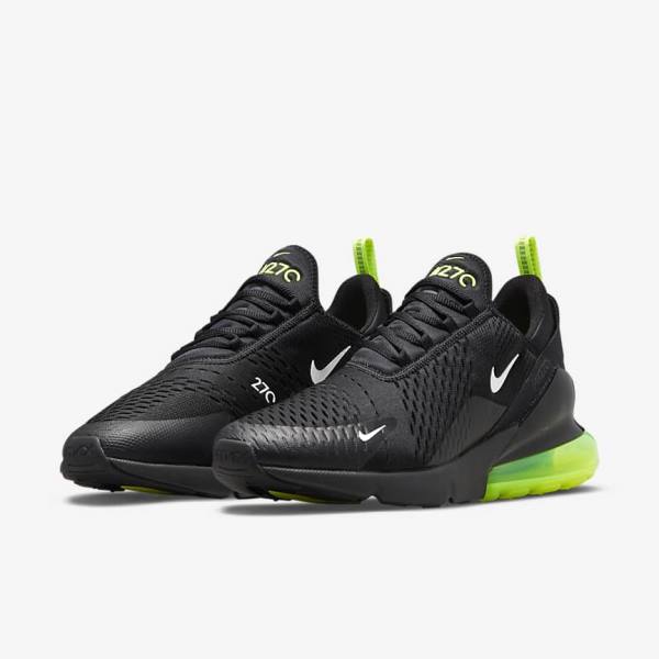 Black / Silver / White Men's Nike Air Max 270 Sneakers | NK785KWE