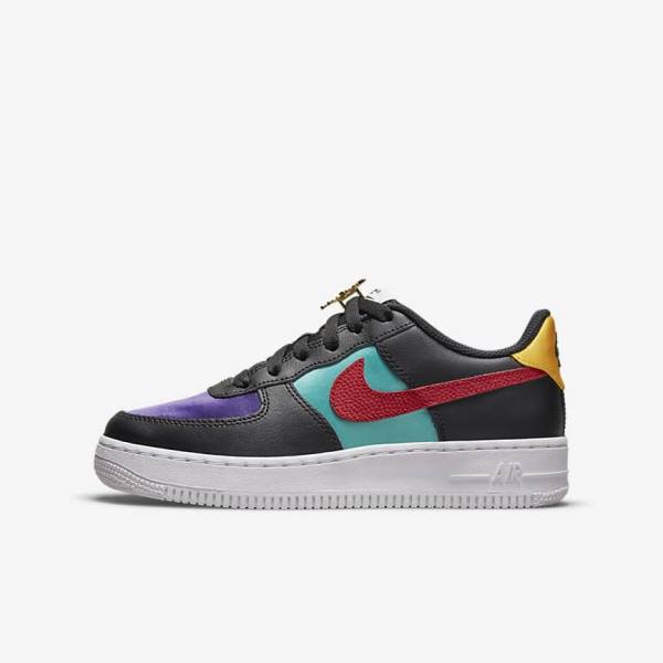 Black / Turquoise / Purple / Red Kids\' Nike Air Force 1 LV8 EMB Older Sneakers | NK830TSH