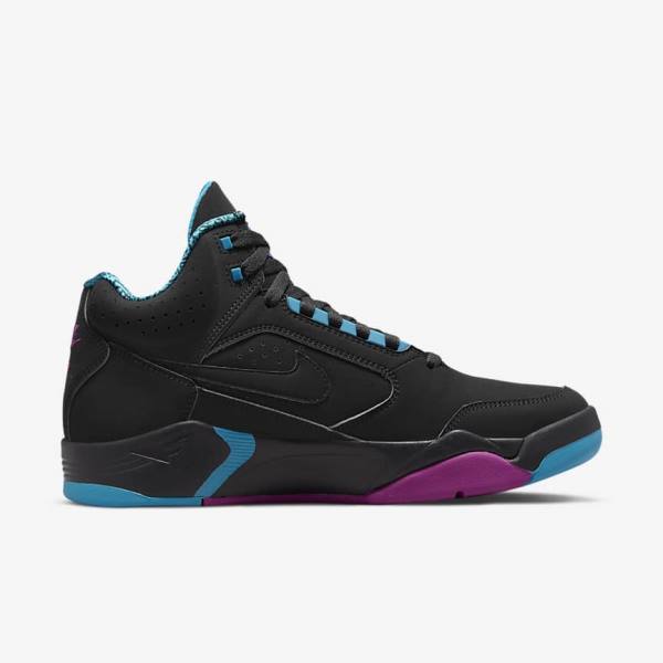 Black / Turquoise / Red Purple / Black Men's Nike Air Flight Lite Mid Sneakers | NK293NXR