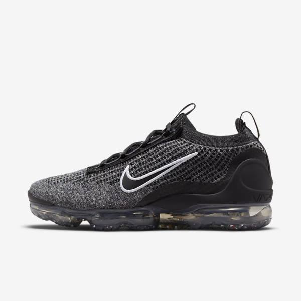 Black / White / Dark Grey / Black Men\'s Nike Air VaporMax 2021 FK Sneakers | NK042ESQ