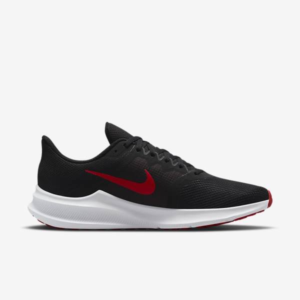 Black / White / Dark Grey / Red Men's Nike Downshifter 11 Road Running Shoes | NK024SQY