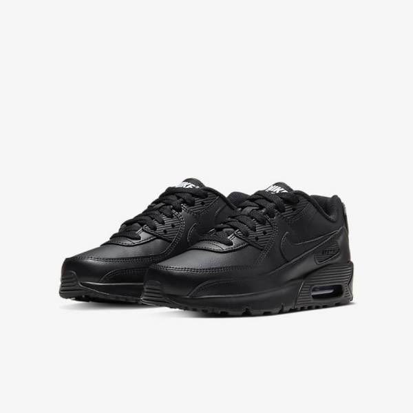 Black / White Kids' Nike Air Max 90 LTR Older Sneakers | NK634GMT