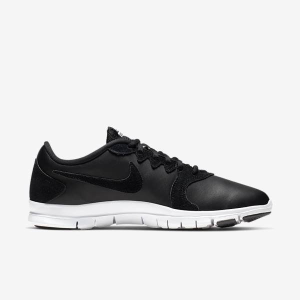 Black / White / Light Red / Black Women's Nike Flex Essential TR Leather Training Shoes | NK021TDZ