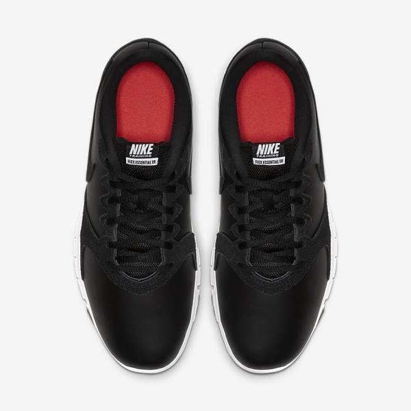 Black / White / Light Red / Black Women's Nike Flex Essential TR Leather Training Shoes | NK021TDZ