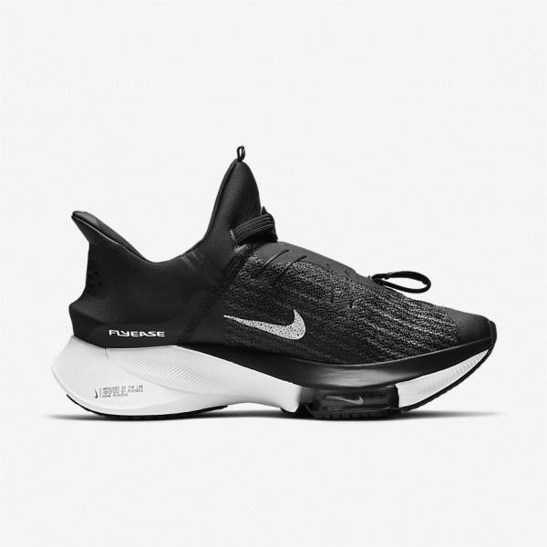 Black / White Men's Nike Air Zoom Tempo NEXT% FlyEase Easy On-Off Road Running Shoes | NK586XIZ