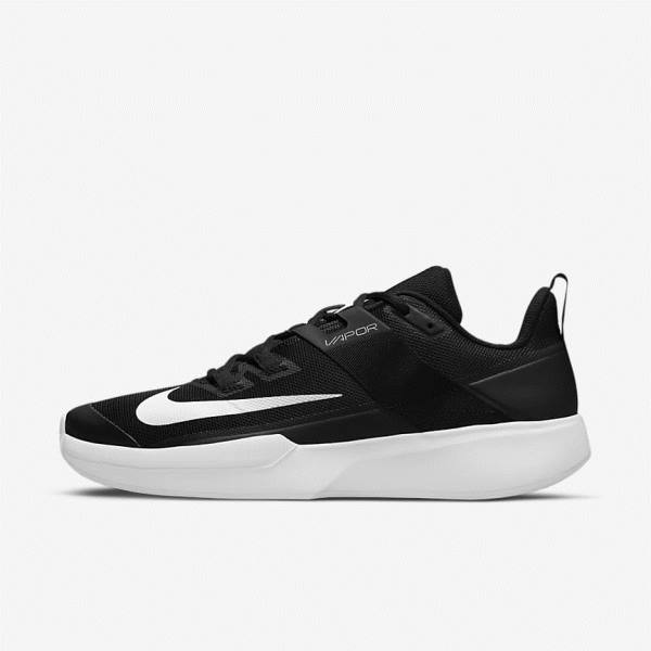 Black / White Men\'s Nike NikeCourt Vapor Lite Clay Court Tennis Shoes | NK940UGW