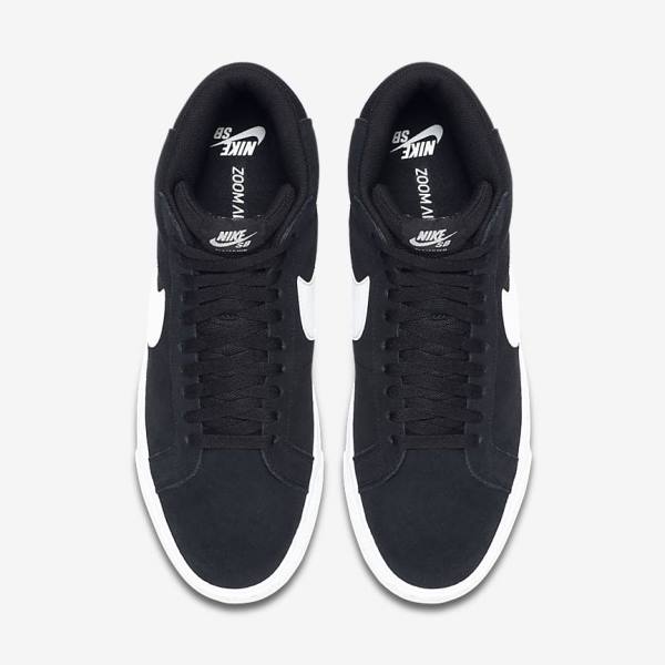 Black / White Men's Nike SB Zoom Blazer Mid Sneakers | NK325ZDC