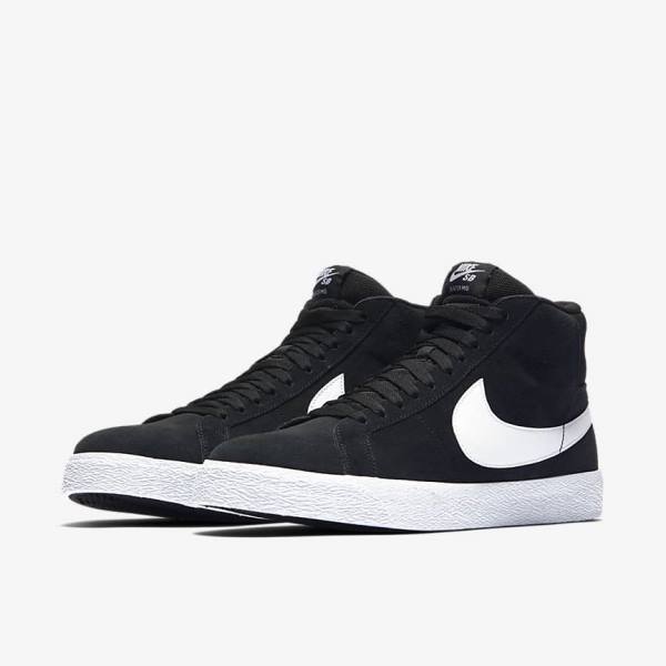 Black / White Men's Nike SB Zoom Blazer Mid Sneakers | NK325ZDC