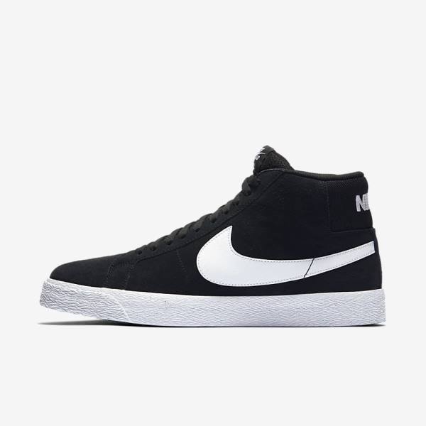 Black / White Men\'s Nike SB Zoom Blazer Mid Sneakers | NK325ZDC