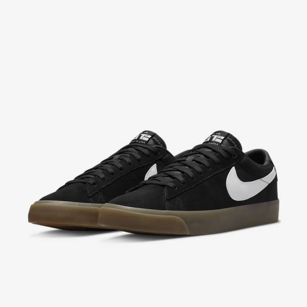 Black / White Men's Nike SB Zoom Blazer Low Pro GT Skate Shoes | NK659SRG