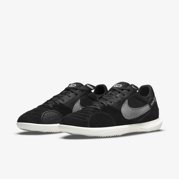 Black / White Men's Nike Streetgato Football Shoes | NK314DIX