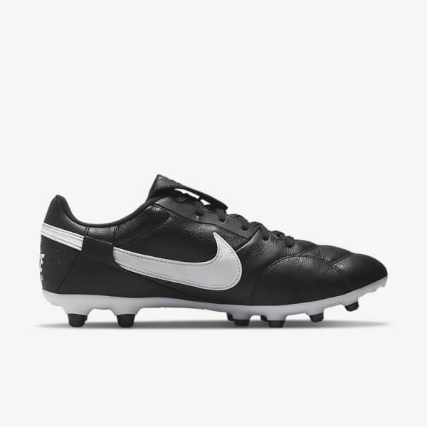 Black / White Men's Nike The Premier 3 FG Firm-Grounds Football Shoes | NK452NUL