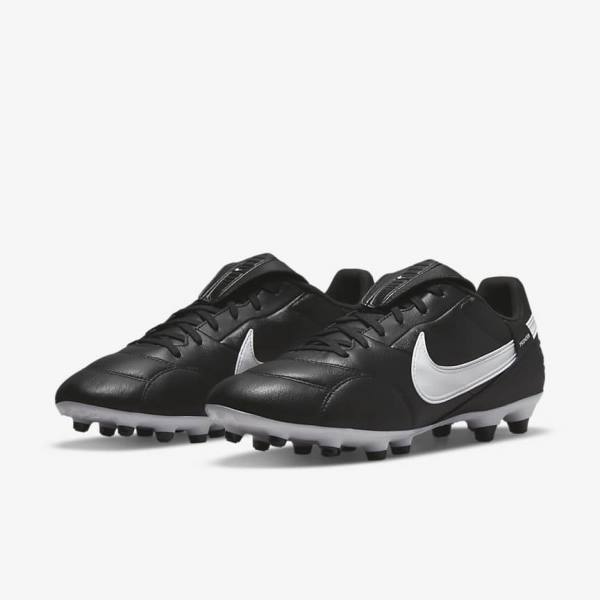 Black / White Men's Nike The Premier 3 FG Firm-Grounds Football Shoes | NK452NUL